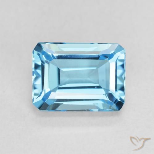 2.04ct Natural Azul Suíço Topázio, Corte Esmeralda, VVS