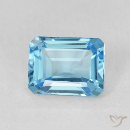 2.00ct Natural Azul Suíço Topázio, Corte Esmeralda, VVS