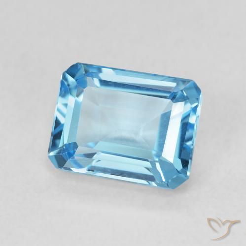 Topázio Azul Suíço Natural 2.00ct, Corte Octógono / Esmeralda, VVS