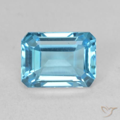 2.18ct Natural Azul Suíço Topázio, Corte Esmeralda, VVS