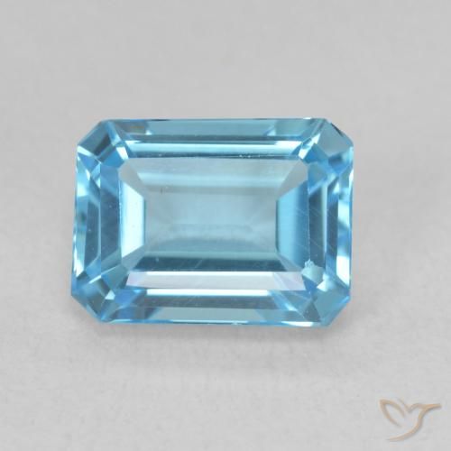 2.09ct Natural Azul Suíço Topázio, Corte Octógono / Esmeralda, VVS, Photo A