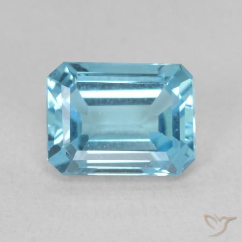 1.96ct Natural Azul Suíço Topázio, Corte Esmeralda, VVS