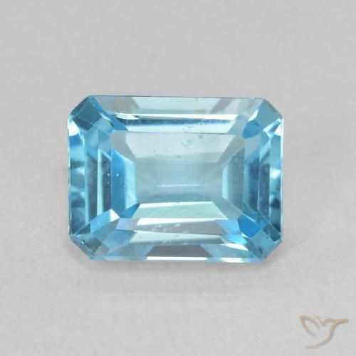 1.89ct Natural Azul Suíço Topázio, Corte Esmeralda, VVS