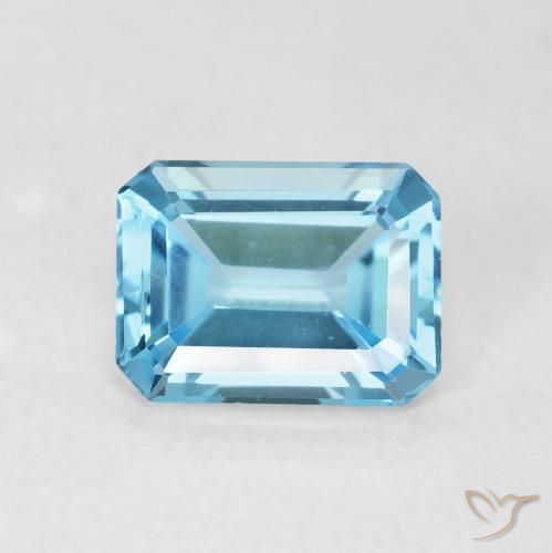 1.76ct Natural Azul Suíço Topázio, Corte Esmeralda, VVS