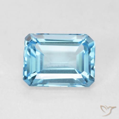 2.10ct Natural Azul Suíço Topázio, Corte Esmeralda, VVS
