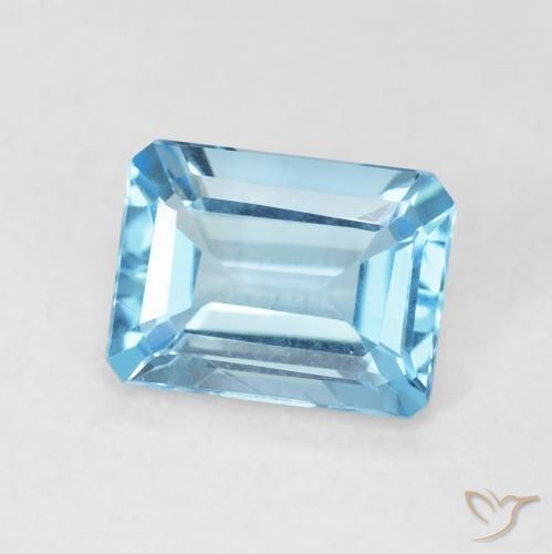 Topázio Azul Suíço Natural 1.79ct, Corte Octógono / Esmeralda, VVS