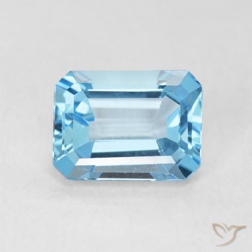 1.88ct Natural Céu azul Topázio, Corte Esmeralda, VVS