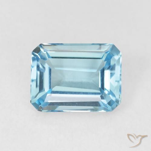 2.04ct Natural Céu azul Topázio, Corte Esmeralda, VVS