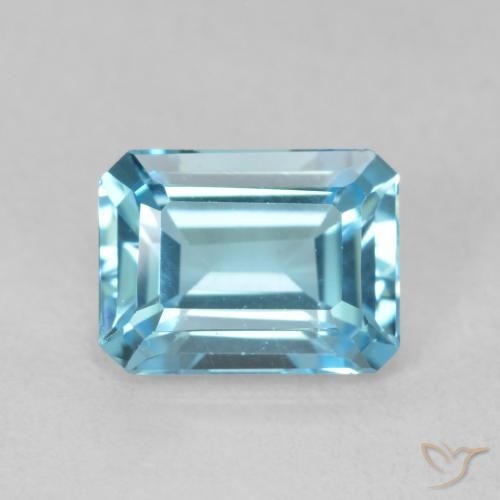 1.80ct Natural Bebê azul Topázio, Corte Esmeralda, VVS