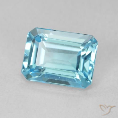 Topázio Bebê azul Natural 1.80ct, Corte Octógono / Esmeralda, VVS
