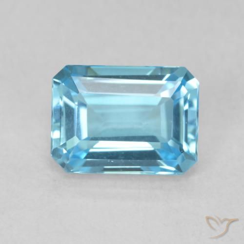 1.85ct Natural Azul Suíço Topázio, Corte Esmeralda, VVS