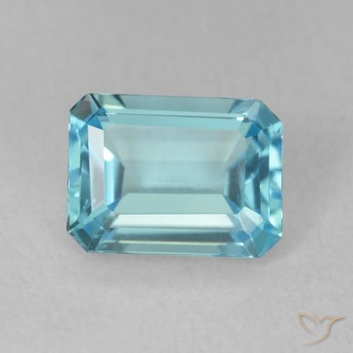 1.99ct Natural Azul Suíço Topázio, Corte Esmeralda, VVS
