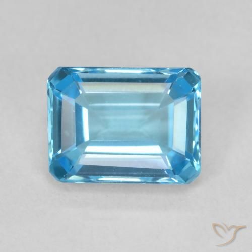 2.00ct Natural Azul Suíço Topázio, Corte Esmeralda, VVS