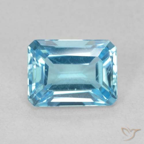 2.00ct Natural Azul Suíço Topázio, Corte Esmeralda, VVS