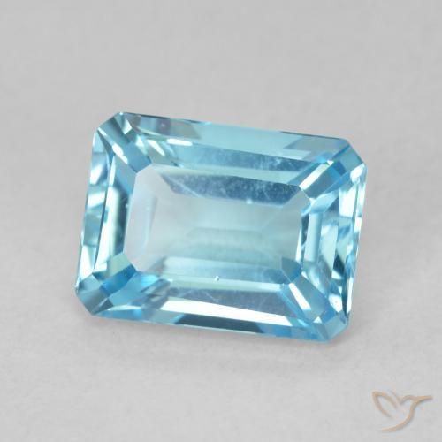Topázio Azul Suíço Natural 2.00ct, Corte Octógono / Esmeralda, VVS