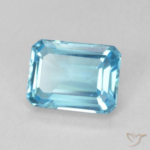 Topázio Azul Suíço Natural 1.96ct, Corte Octógono / Esmeralda, VVS