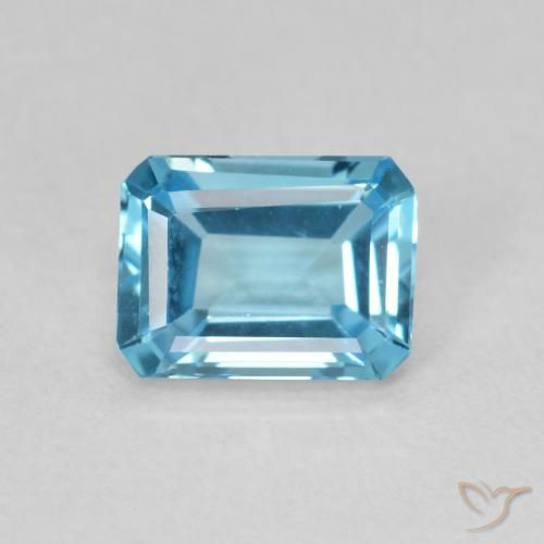 1.81ct Natural Azul Suíço Topázio, Corte Esmeralda, VVS