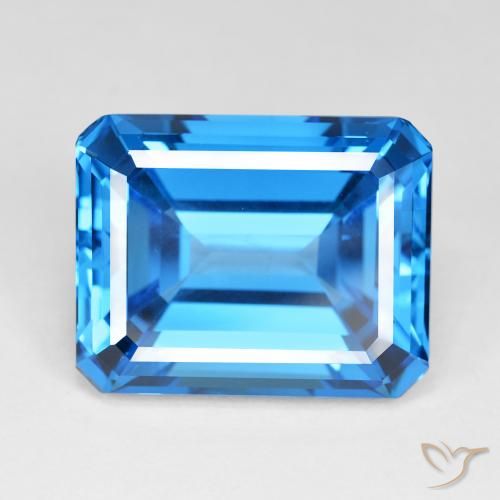 60.43ct Natural Azul Suíço Profundo Topázio, Corte Esmeralda, IF