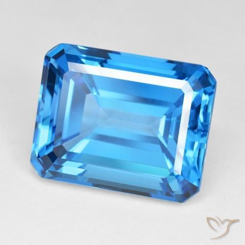 Topázio Azul Suíço Profundo Natural 60.43ct, Corte Octógono / Esmeralda, IF