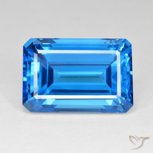61.60ct Natural Azul Suíço Topázio, Corte Esmeralda, IF