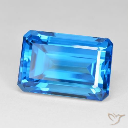 Topázio Azul Suíço Natural 61.60ct, Corte Octógono / Esmeralda, IF