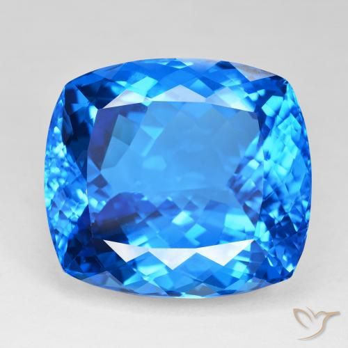 121.81ct Natural Azul Suíço Topázio, Almofada, IF