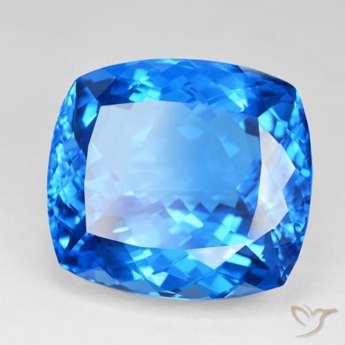 Topázio Azul Suíço Natural 121.81ct, Almofada, IF