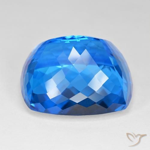 Topázio Azul Suíço Natural 121.81ct, Almofada, IF
