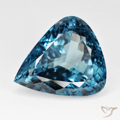 95.69ct Natural Londres Azul Topázio, Formato de pêra, IF, Photo A