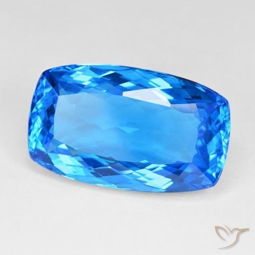 Topázio Azul Suíço Profundo Natural 49.70ct, Almofada, IF