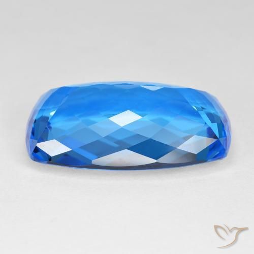 Topázio Azul Suíço Profundo Natural 49.70ct, Almofada, IF