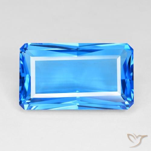 51.23ct Natural Azul Suíço Profundo Topázio, Corte Esmeralda, IF