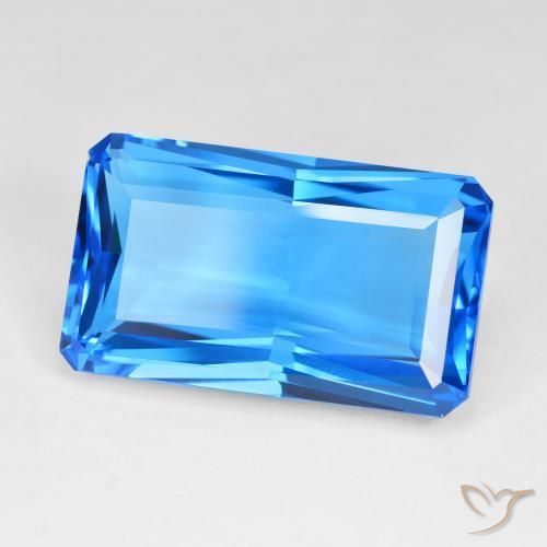 Topázio Azul Suíço Profundo Natural 51.23ct, Corte Octógono / Esmeralda, IF