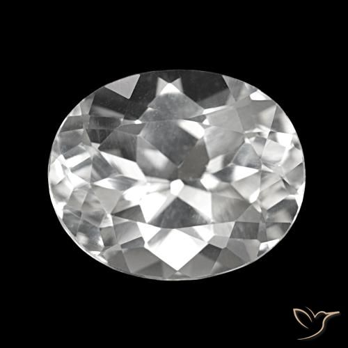 Topázio branco claro natural 6,08ct, corte oval, VVS