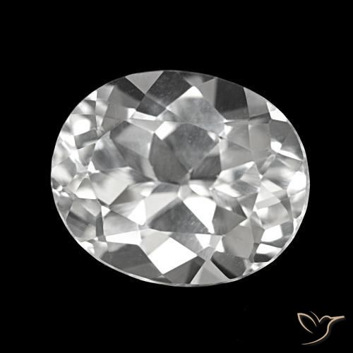 Topázio branco claro natural 6,08ct, corte oval, VVS