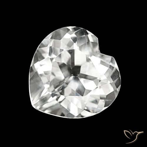 Topázio Branco Natural 4.33ct, Formato de coração, VVS-VS