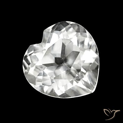 Topázio Branco Natural 4.33ct, Formato de coração, VVS-VS