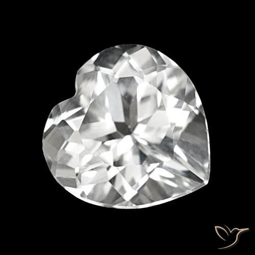 Topázio Branco Natural 4.11ct, Formato de coração, VVS-VS