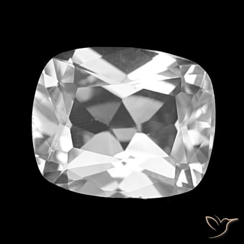 Topázio Branco claro Natural 5.84ct, Almofada cortada, VVS-VS