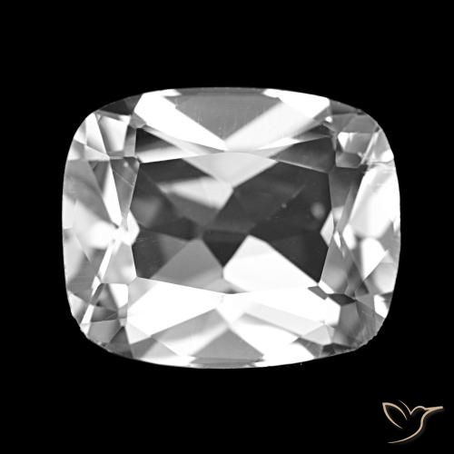 Topázio Branco claro Natural 5.81ct, Almofada cortada, VVS-VS
