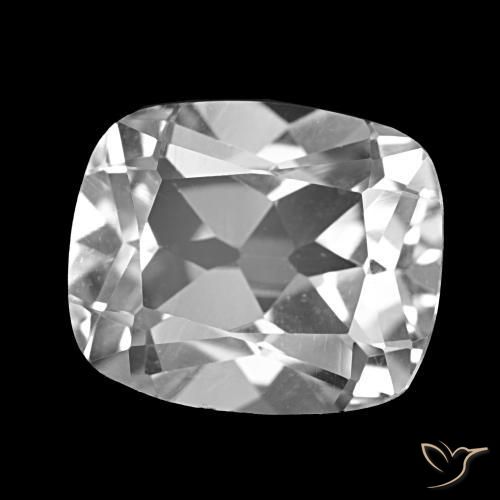 Topázio Branco claro Natural 6.41ct, Almofada cortada, VS