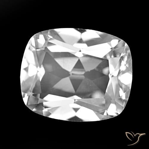 Topázio Branco claro Natural 6.13ct, Almofada cortada, VS