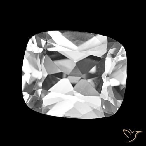 Topázio branco natural 6,19ct, almofada cortada, VS