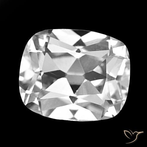 Topázio Branco claro Natural 6.24ct, Almofada cortada, VS