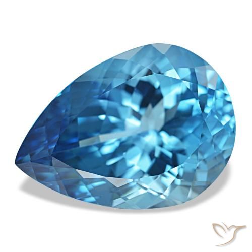 Topázio Azul Suíço Natural 23.70ct, Formato de pêra, VVS-VS