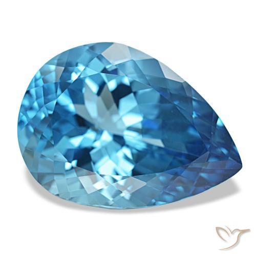 Topázio Azul Suíço Natural 23.70ct, Formato de pêra, VVS-VS