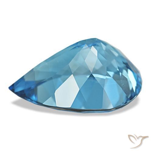 Topázio Azul Suíço Natural 23.70ct, Formato de pêra, VVS-VS