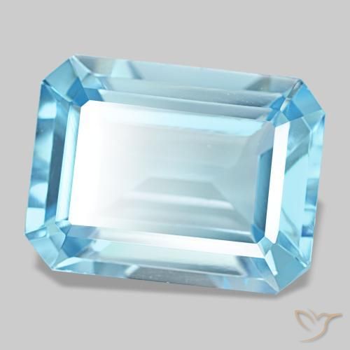 Topázio azul natural 14,46ct, corte esmeralda, VVS