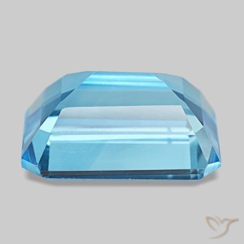 Topázio azul natural 15,71ct, corte esmeralda, VVS-VS