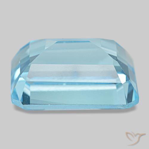 Topázio azul natural 16,66ct, corte esmeralda, VVS-VS